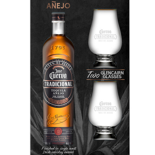 Jose Cuervo Traditional Anejo Glencairn Two Glasses 750 ML