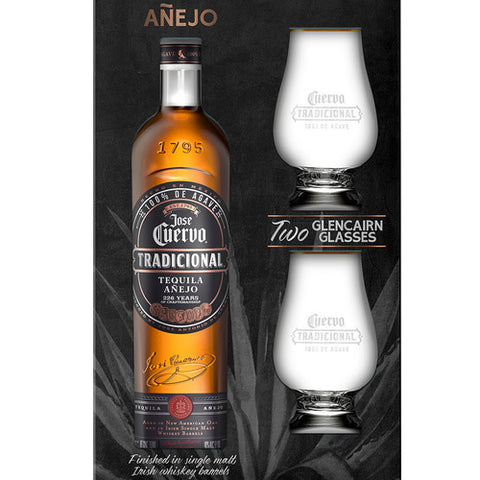Jose Cuervo Traditional Anejo Glencairn Two Glasses 750 ML