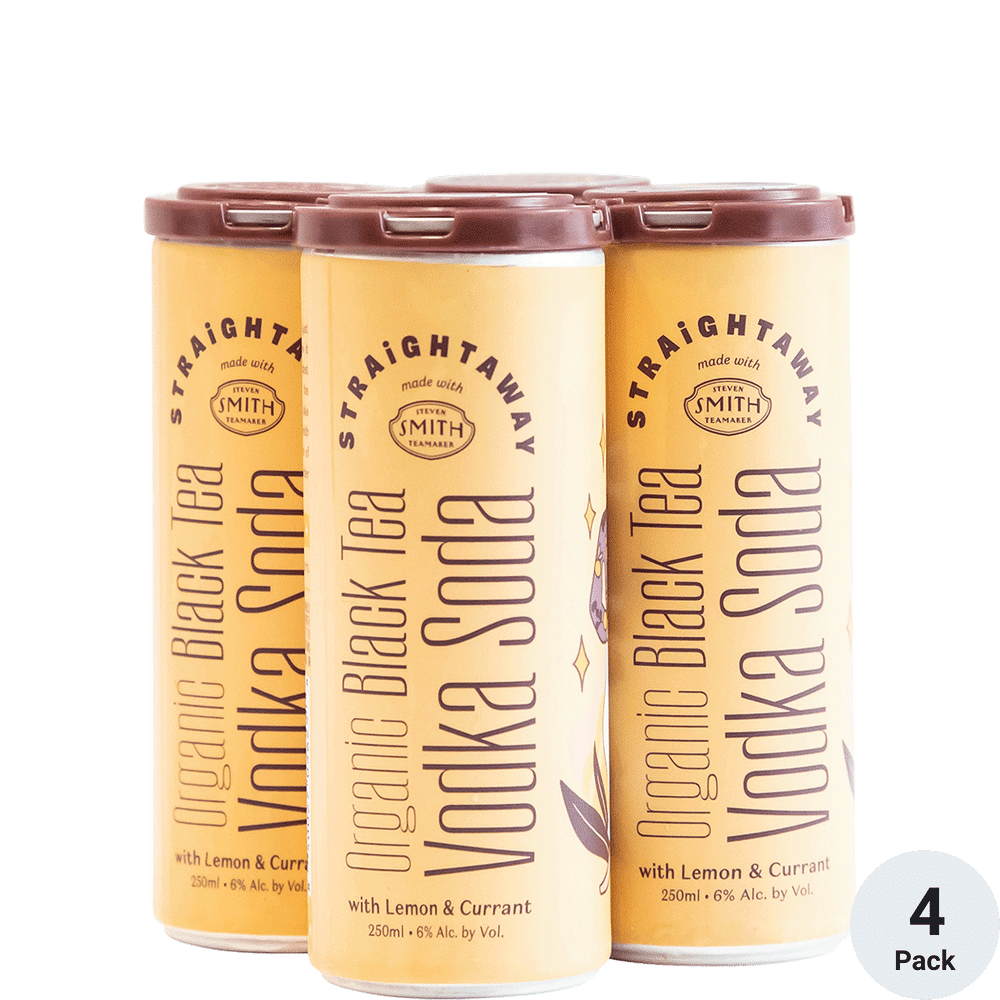 Straightaway Organic Black Tea Vodka Soda (4 Pack) 250 ml