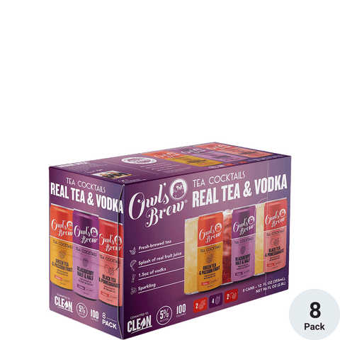 Owls Brew Tea Cocktails Real Tea & Vodka 8/12oz