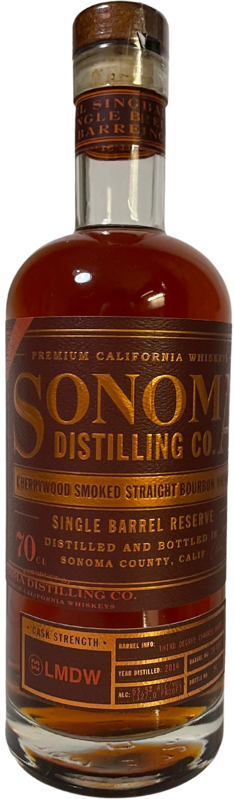Sonoma Distilling Co. Cherrywood Smoked straight Bourbon Whiskey Single Barrel Reserve Cask Strength The Bourbon Enthusiast ( Barrel # 15-0463) 2015 750 ml