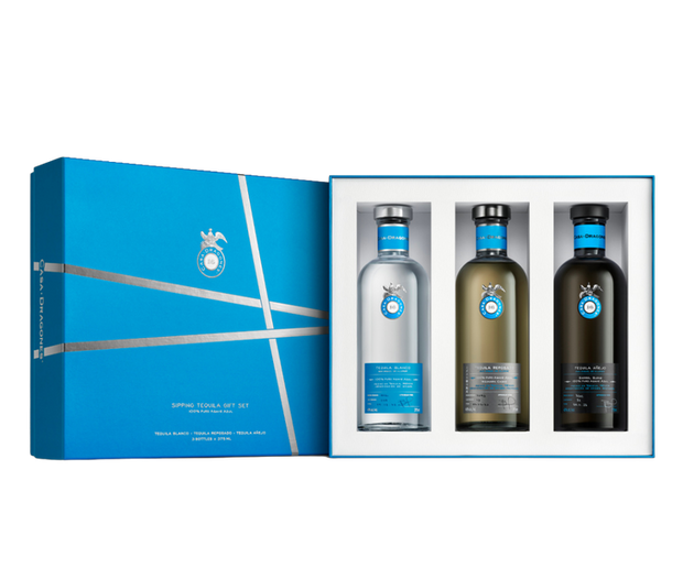 Casa Dragones Sipping Tequila Gift Set 3 pack Blanco Repo and Anejo 375 ml
