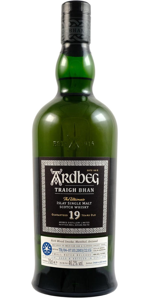 Ardbeg Traigh Bhan The Ultimate Islay Single Malt Scotch Whiskey (Batch TB/04-07.03.2003/22.CG) 19 year 750 ml