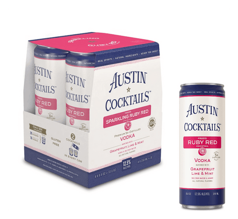 Austin Cocktails Sparkling Ruby Red Vodka Grapefruit Lime and Mint 4 pack 355 ML