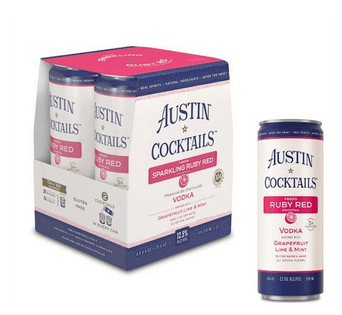 Austin Cocktails Sparkling Ruby Red Vodka Grapefruit Lime and Mint 4 pack 355 ML