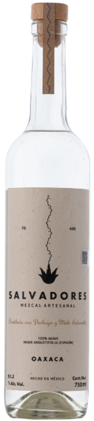 Salvadores Mezcal Artesanal Destilado con Pechuga con Mole Coloradito 750 ml bottle