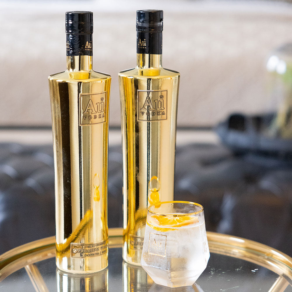 Au Vodka Original five-times-distilled British vodka mirror-gold 750ml bottle