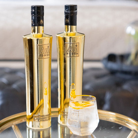 Au Vodka Original five-times-distilled British vodka mirror-gold 750ml bottle