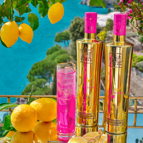 Au Vodka Pink Lemonade flavored vodka mirror-gold 750ml bottle