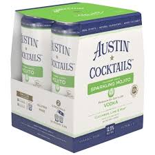 Austin Cocktails Sparkling Mojito Vodka Cucumber  Lime  and Mint 4 pack 355 ML