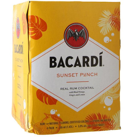 Bacardi Sunset Punch Real Rum Cocktail  (4 Pack) 355 ML