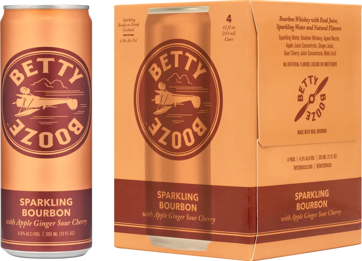 Betty Booze Sparkling Bourbon Apple Ginger Sour Cherry 4-pack 355ml