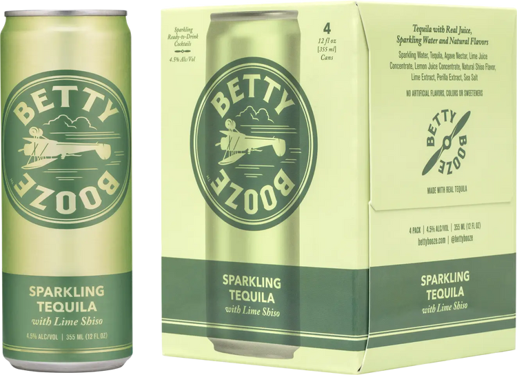 Betty Booze Sparkling Tequila with Lime Shiso 4 pack 355 ML