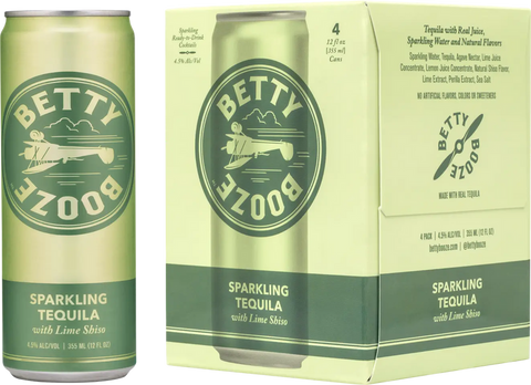 Betty Booze Sparkling Tequila with Lime Shiso 4 pack 355 ML
