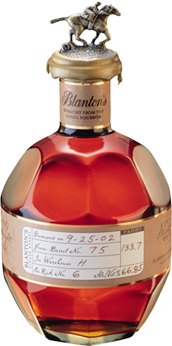 Blanton's Straight from the Barrel cask strength bourbon 700ml bottle with horse and jockey stopper