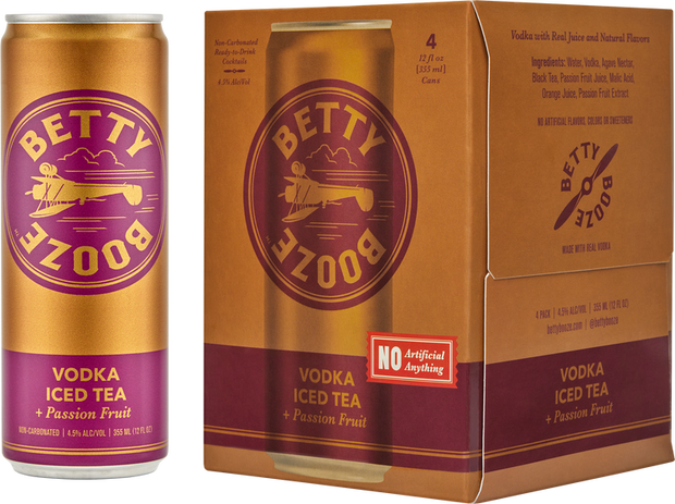 Betty Booze Vodka Iced Passion Fruit Tea 4 Pack 355 ml