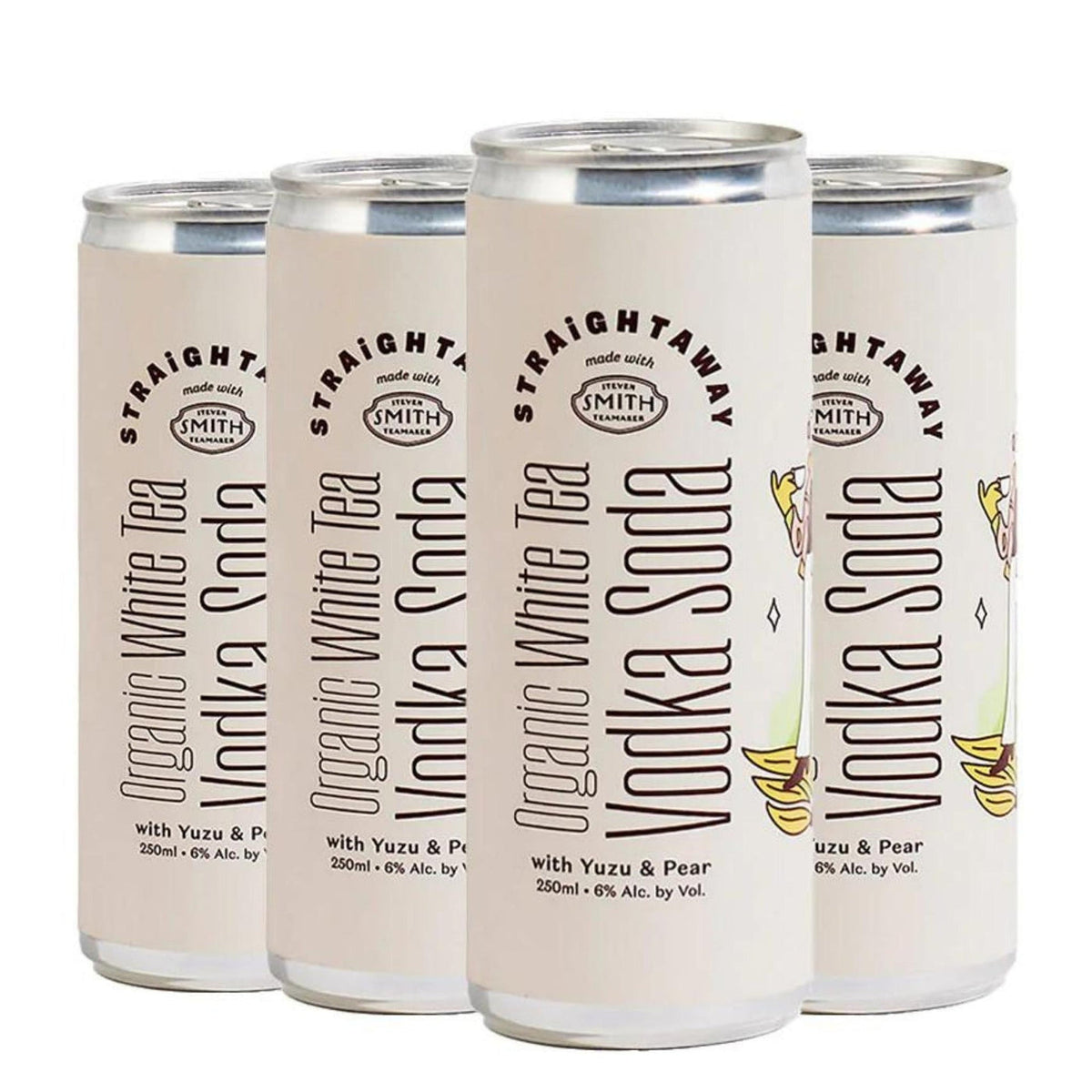 Straightaway Organic White Tea Vodka Soda With Yuzu & Pear  (4 Pack) 250 ml