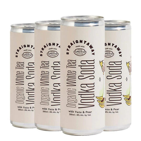 Straightaway Organic White Tea Vodka Soda With Yuzu & Pear  (4 Pack) 250 ml