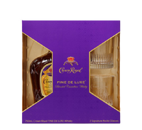 Crown Royal Fine De Luxe Blended Canadian Whiskey Two Glass Cup Gift Set 1.75L