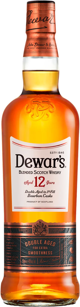 Dewar's 12 Year Double Aged Blended Scotch Whisky 750ml bottle