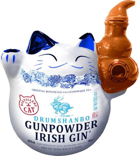 Drumshanbo Ceramic Cat Gun Powder Irish Gin 700 ml