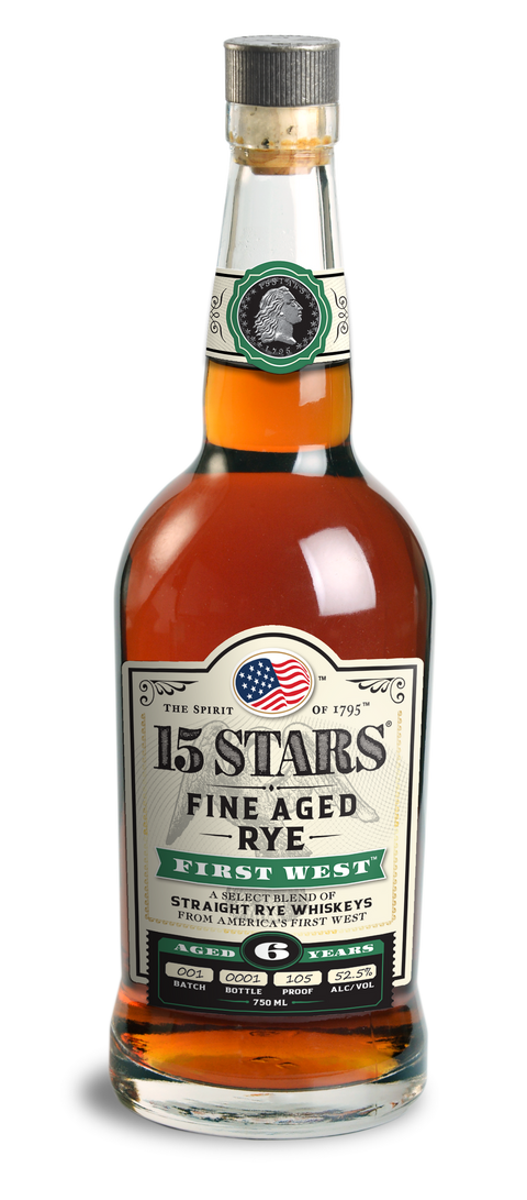 15 Stars 15 Stars Fine Aged First West Straight Rye Whiskey (Batch 1) 750 ml