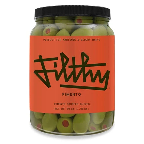 Filthy Pimento Stuffed Olives 64 oz jar