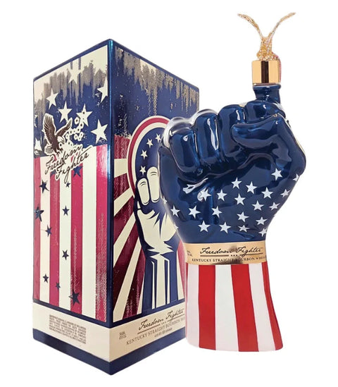 Freedom Fighter 6 Year Straight Bourbon raised-fist ceramic decanter 700ml