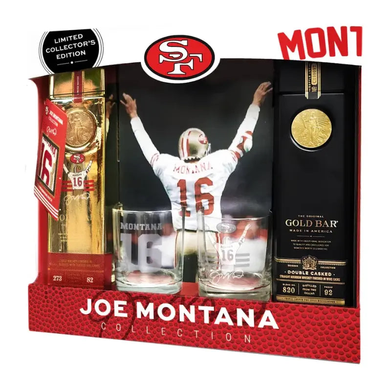 Gold Bar Whiskey Joe Montana Season Kickoff gift set 750ml