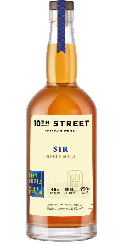 10th Street STR Single Malt American Whsikey Malted Barley Double Distilled Single Barrel 750 ml