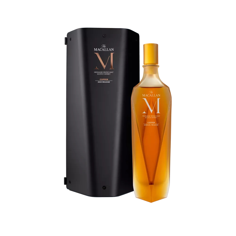 The Macallan M Copper 2023 Release Lalique crystal decanter and box 750ml