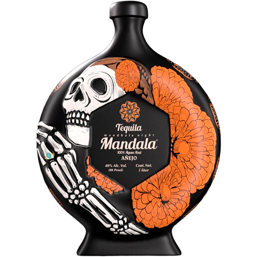 Tequila Mandala Anejo Dia De Los Muertos 2025 Orange Flower 1L bottle