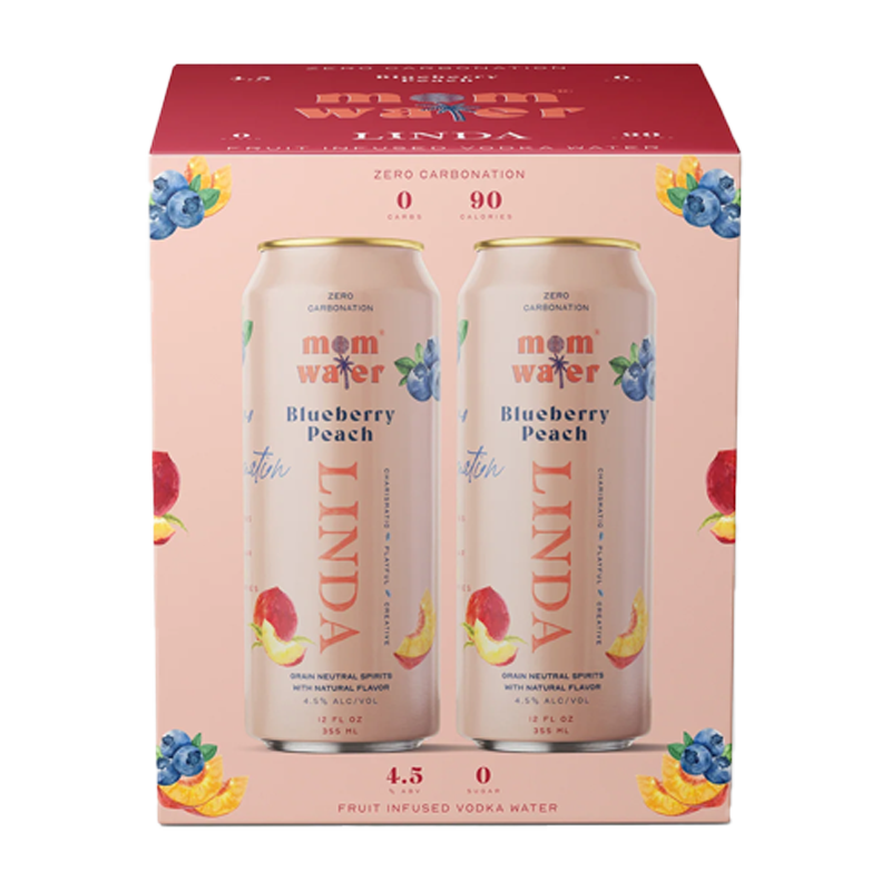 Mom Water Linda Blueberry Peach (4 Pack) 12 fl oz
