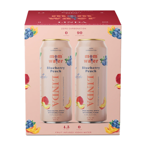 Mom Water Linda Blueberry Peach (4 Pack) 12 fl oz