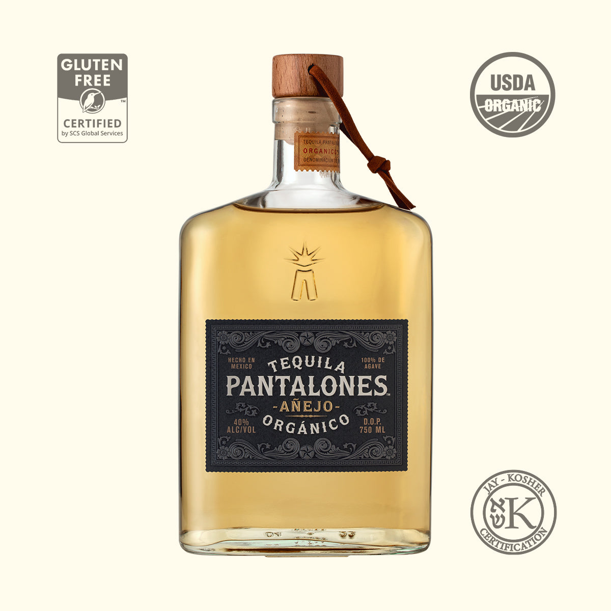Pantalones Organic Tequila Añejo 750ml bottle