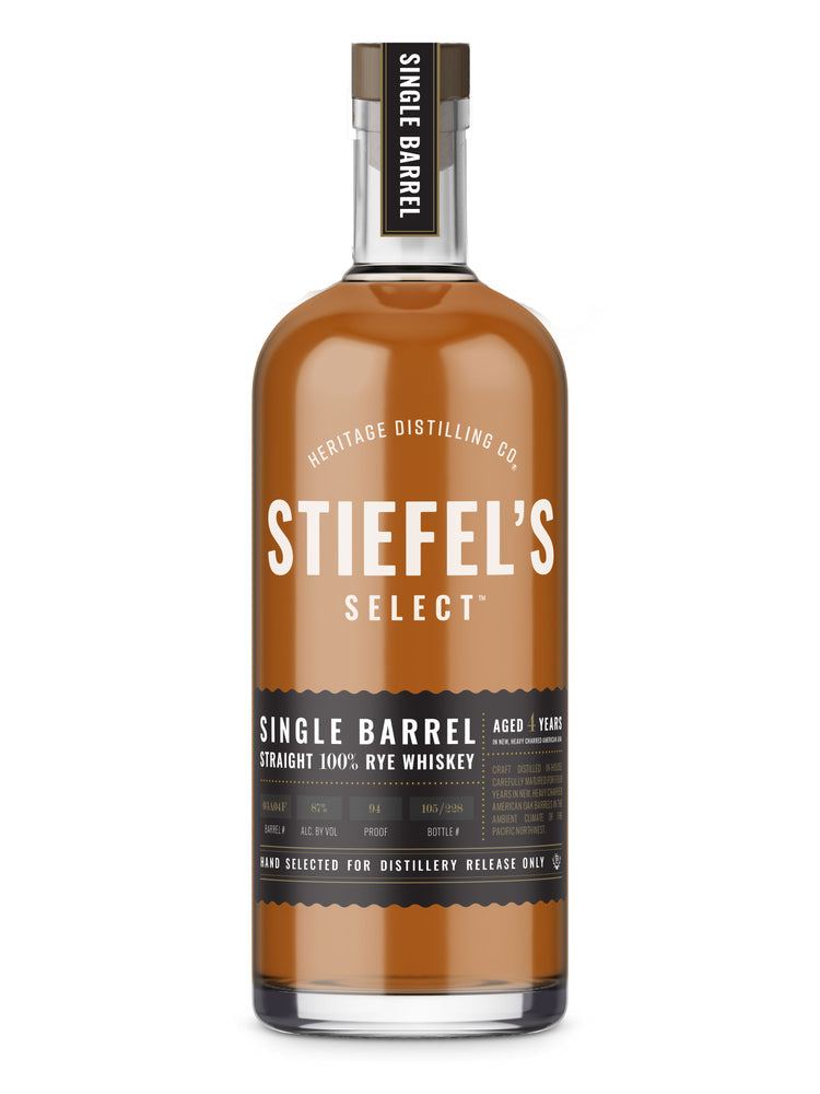 Heritage Distilling Stiefel's Select Single Barrel Straight Rye Whiskey 750ml bottle