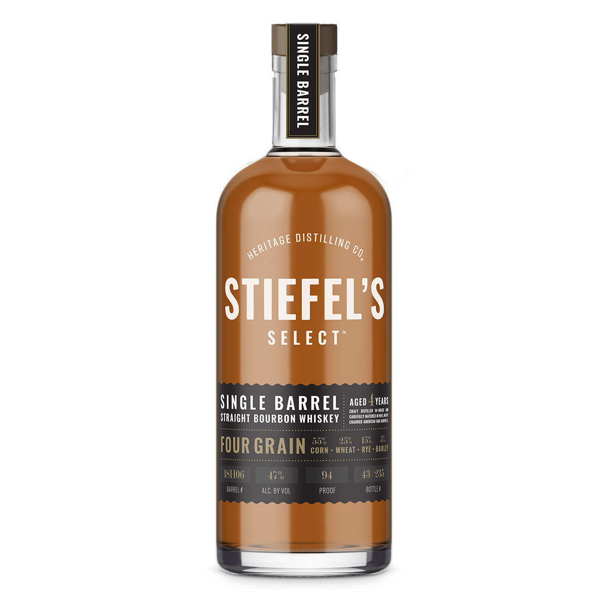 Heritage Distilling Co. Stiefel's Select Single Barrel Four Grain Bourbon 750ml bottle