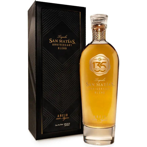Casa San Matias 135th Anniversary Blend Anejo tequila decanter and box 750ml