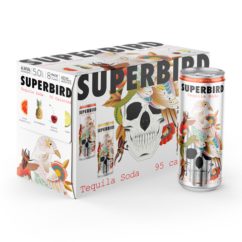 Superbird Tequila Soda Variety Pack of 8 355 ml