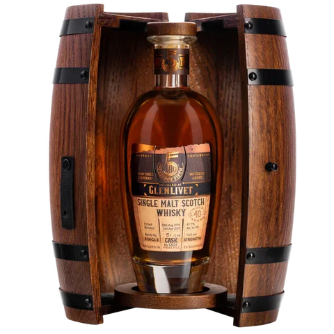 The Perfect Fifth Glenlivet 40 Year Old single cask strength Speyside whisky, cask 13523, wooden barrel case 700ml