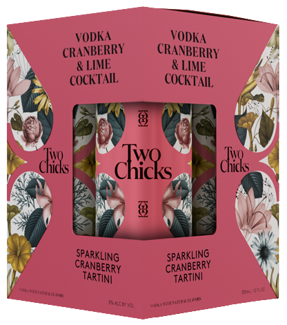 Two Chicks Cranberry and Lime Tartini  (4 Pack)12oz 355 ml