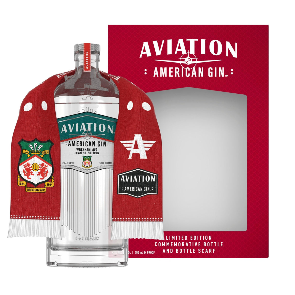 Aviation Gin Wrexham AFC Commemorative Bottle & Scarf Gift Set 750ml