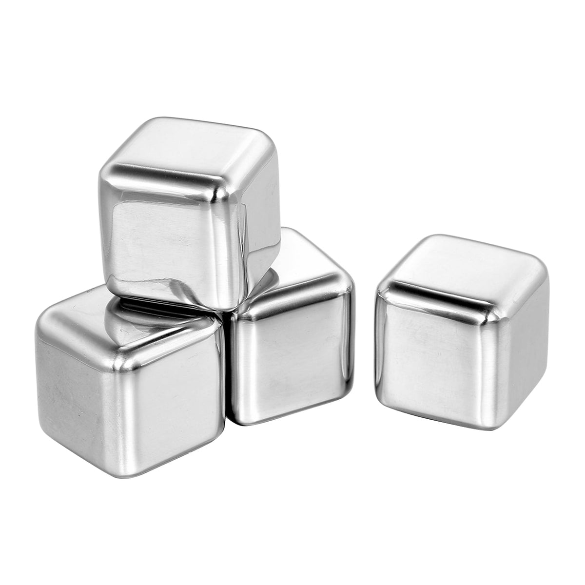 4 Pack LiquorVerse Stainless Steel Ice Cube Set