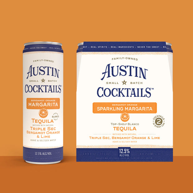 Austin Cocktails Sparkling Margarita Tequila Lime Bergamont Orange and Triple Sec 4 pack 355 ML