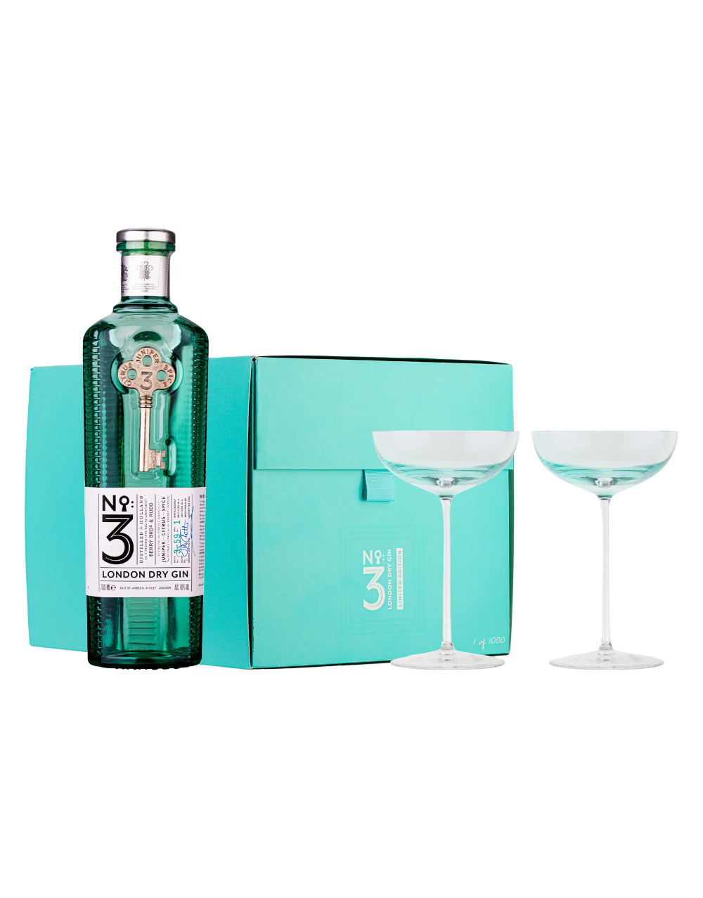 No 3 London Dry  / w martini glasses gift set 750 ml