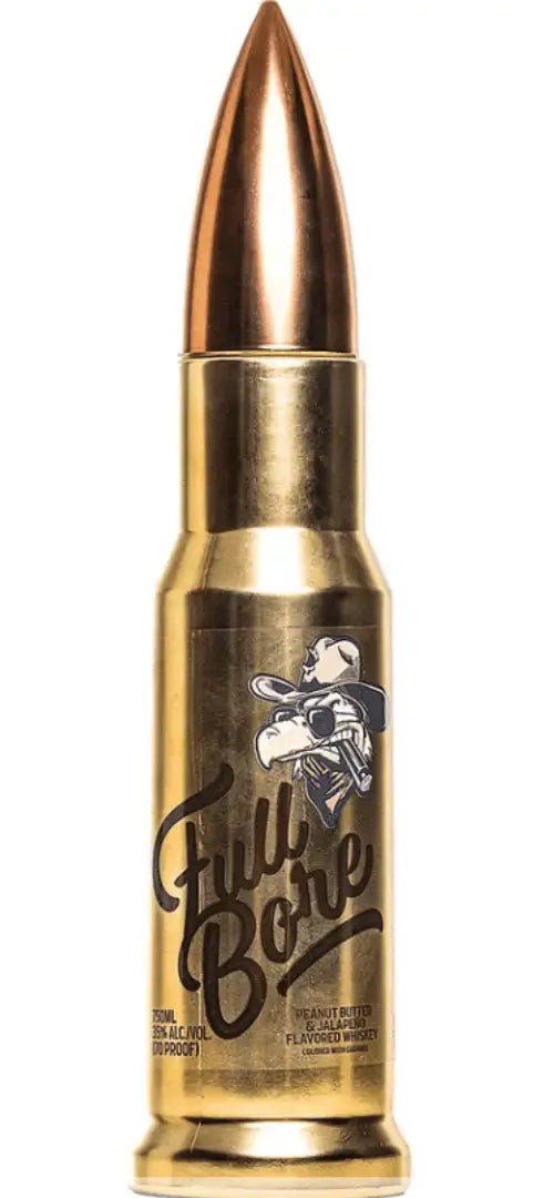 Full Bore Peanut Butter and Jalapeno flavored whiskey bullet-shaped decanter 750ml
