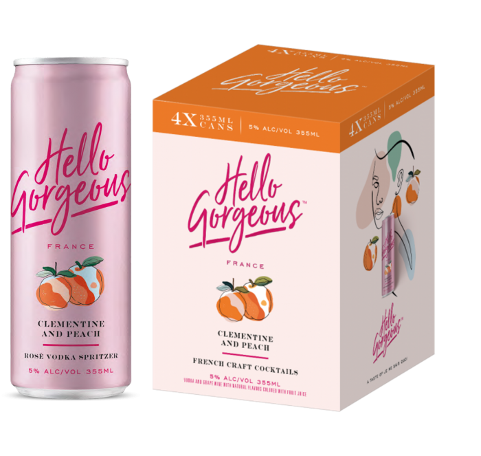 Hello Gorgeous Clemente and Peach French Craft Cocktails (4 Pack) 355 ML