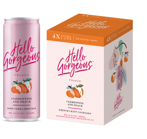 Hello Gorgeous Clemente and Peach French Craft Cocktails (4 Pack) 355 ML