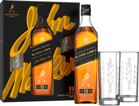 Johnnie Walker Black Label Blended Scotch Whisky Gift Pack