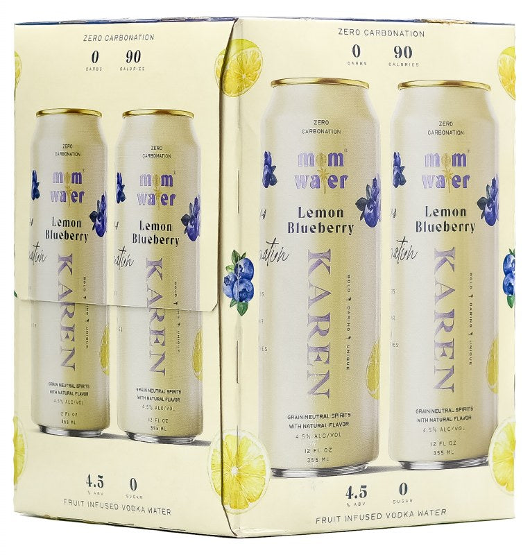Mom Water Karen Lemon Blueberry Fruit Infused Vodka Water (4 Pack) 355 ml